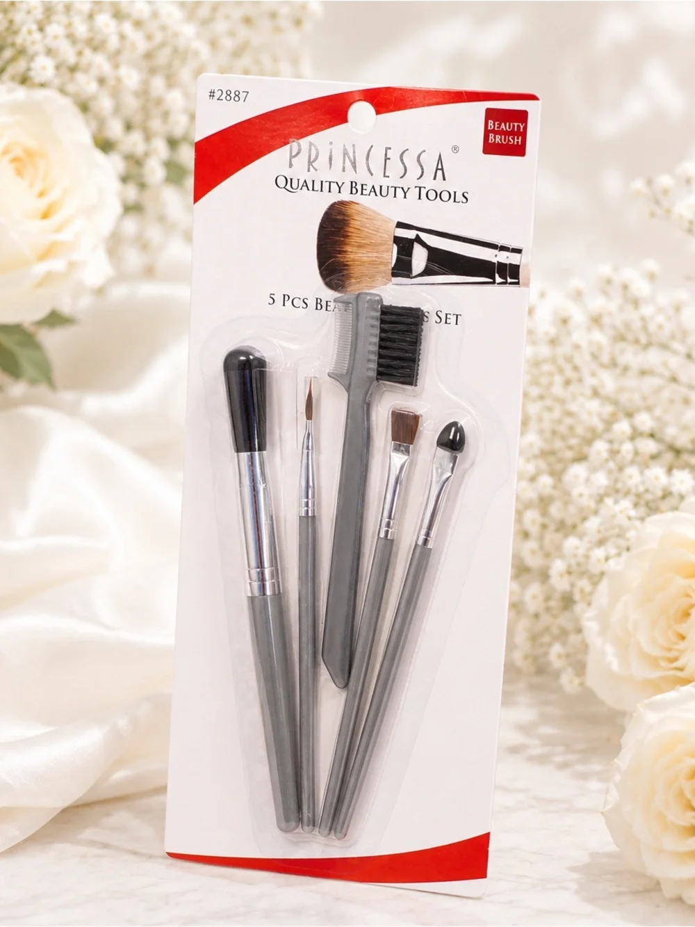 Prince 5-Piece Makeup Brush & Tool Set - Gray